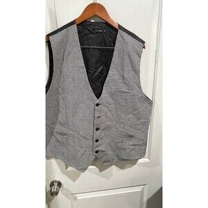 Hisdern Mens Size 2XL  Formal Dress Button Down Tuxedo Vest Silver Black